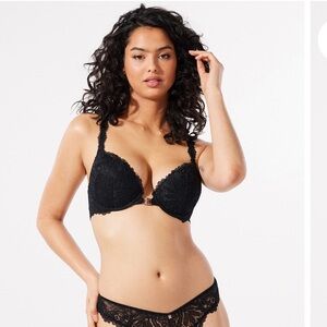 Savage X Fenty Romantic Corded Lace Push-Up Bra Black
